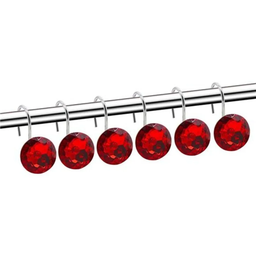 Round Acrylic Decorative Rhinestones Bling Rolling Bathroom Bath Set of 12 Rings